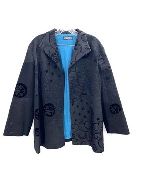 Vintage ASIATICA Kansas City Black Silk Blend Japanese Kimono Style Jacket